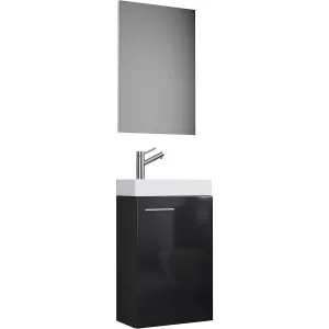 2: 3-delt badeværelsessæt med spejl, sort