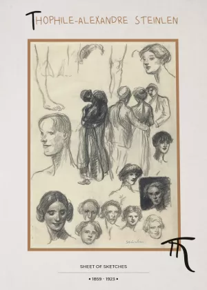 4: Sheet of sketches - Théophile Steinlen museumsplakat