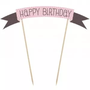 10: Happy Birthday lyserød tillykke kagepynt 1 stk.