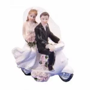 4: bryllupsfigur brudepar køretur på scooter