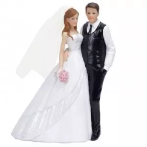 5: bryllupsfigur brudepar med buket. 17,8 cm