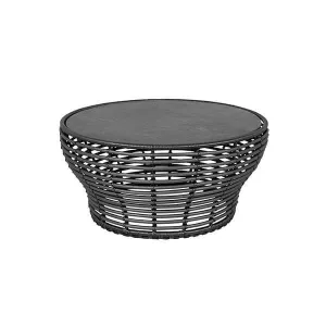 14: Cane-Line Basket sofabord - Stor - Stel: Grafit Bordplade: sort