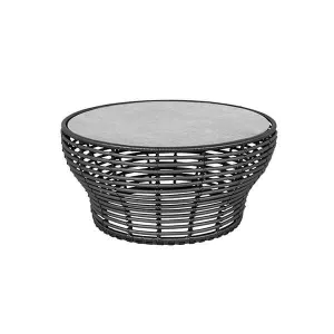 11: Cane-Line Basket sofabord - Stor - Stel: grafit Bordplade: grå