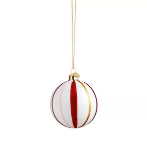 6: Holmegaard Souvenir julekugle Ø8 cm - Stribet rød