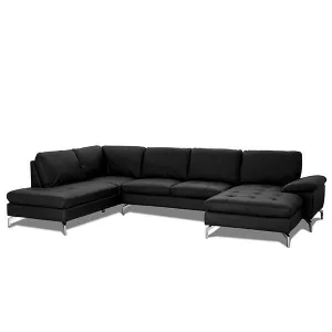 1: Bolette U-sofa - Sort læder - Højrevendt