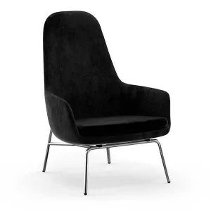 2: Normann Copenhagen Era Lounge stol - høj/krom, City Velvet 096