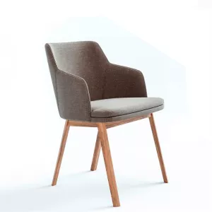 4: Skovby SM65 spisebordsstol med armlæn - Lakeret valnød m. læder