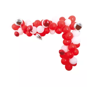 12: Rød/Hvid Ballonbue 70 Balloner