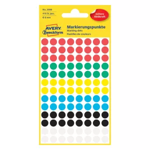 8: Avery manuel etiket ø8mm ass. farver (416)