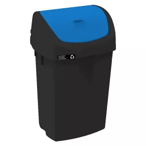 18: NRW Affaldsspand med blåt vippelåg, bæredygtig, 50 L