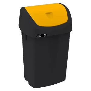 17: NRW Affaldsspand med gult vippelåg, bæredygtig, 50 L