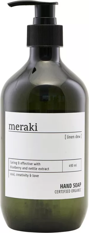 16: Håndsæbe, Linen dew by Meraki (Ø: 7 cm. H: 19 cm., Hvid/Sort)