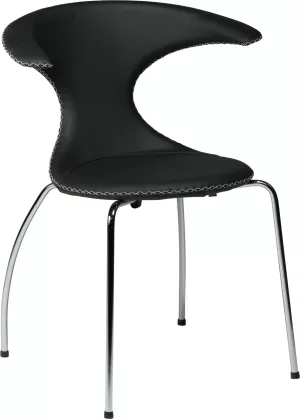 9: Flair, Spisebordsstol, Stålben, Læder by DAN-FORM Denmark (H: 81 cm. B: 64 cm., Sort/Sølv)