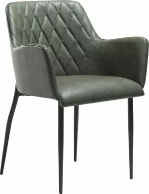 1: Rombo, Spisebordsstol med armlæn, Kunstlæder by DAN-FORM Denmark (H: 80 cm. B: 56 cm., Grøn/Sort)