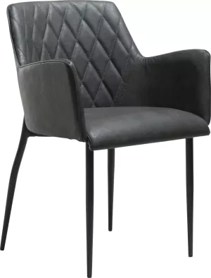 3: Rombo, Spisebordsstol med armlæn, Kunstlæder by DAN-FORM Denmark (H: 80 cm. B: 56 cm., Grå/Sort)