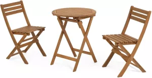 3: Elisia, Cafesæt med bord og 2 stole by LaForma (H: 82 cm. B: 60 cm. L: 60 cm., Natur)