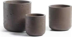 13: Low, Plantepotte, sæt med 3, moderne, nordisk, cement by LaForma (H: 18 cm. B: 18 cm. L: 18 cm., Brun)