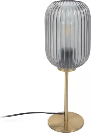 6: Hestia, Bordlampe, glas by LaForma (H: 40 cm. B: 14 cm. L: 14 cm., Guld/Klar)