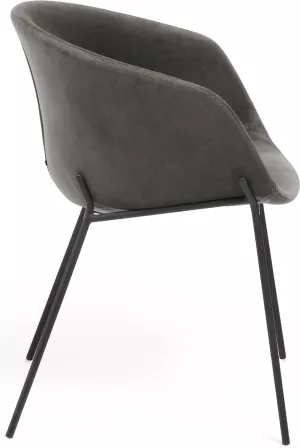 5: Yvette, Spisebordsstol, moderne, nordisk, stof by LaForma (H: 76 cm. x B: 60 cm. x L: 54 cm., Mørkegrå/Sort)