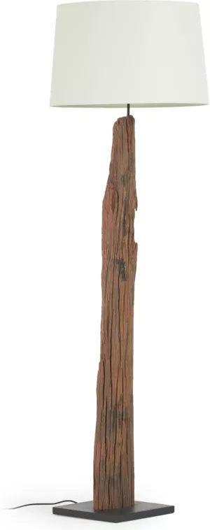 15: Powell, Gulvlampe, rustik, kolonialt, solidt træ by LaForma (H: 175 cm. B: 55 cm. L: 55 cm., Natur/Hvid)