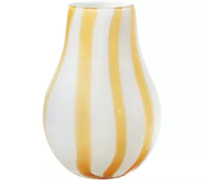 3: Ada stripe, Vase, Mundblæst glas by Broste Copenhagen (D: 15,5 cm. x H: 22,5 cm., Gul)