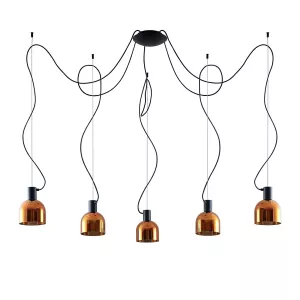 1: Lucande Serina hængelampe, 5 lyskilder, kobberglas