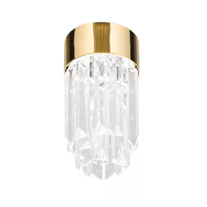 3: Prism LED-loftlampe, krystalglas, Ø 10 cm, guld