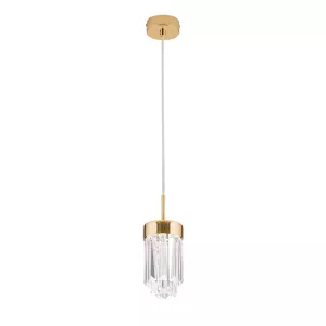 4: Prism LED-hængelampe, krystalglas, Ø 10 cm, guld