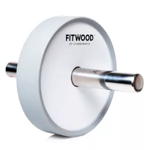 10: FitWood KIVI Ab Wheel - Hvid Træ / Rustfri Stål Håndtag / Grå Ring