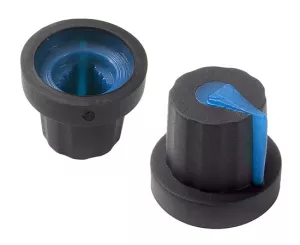 6: Plast/gummi knap for 5mm aksel sort/blå