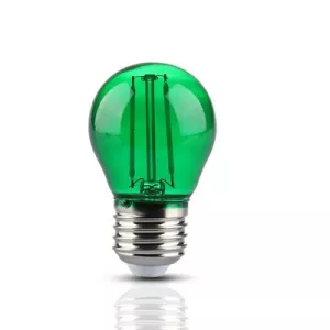 10: V-Tac 2W Farvet LED kronepære - Grøn, Kultråd, E27 - Dæmpbar : Ikke dæmpbar, Kulør : Grøn