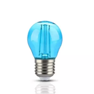 12: V-Tac 2W Farvet LED kronepære - Blå, Kultråd, E27 - Dæmpbar : Ikke dæmpbar, Kulør : Blå