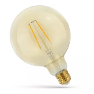 13: 2W LED globepære - Kultråd, 12,5 cm, rav farvet glas, ekstra varm, E27 - Dæmpbar : Ikke dæmpbar, Kulør : Ekstra varm