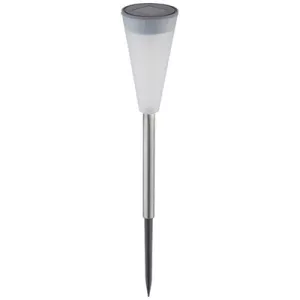 13: Solcelle havelampe - Sølv, med spyd, 38cm høj