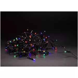 9: 5 m. multicolor LED julelyskæde - 50 LED, IP44 udendørs, IR fjernbetjening, timer, batteri