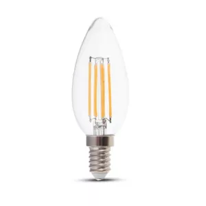 4: V-Tac 4W LED kertepære - Kultråd, varm hvid, E14 - Dæmpbar : Dæmpbar, Kulør : Varm