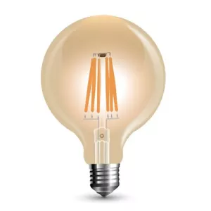6: V-Tac 8W LED globepære - Kultråd, Ø12,5 cm, dæmpbar, ekstra varm hvid, E27 - Dæmpbar : Dæmpbar, Kulør : Ekstra varm