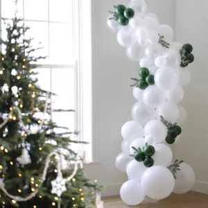 7: Jule Ballonbue Sne Hvid & Mørkegrøn
