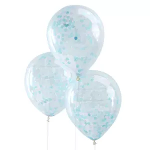 6: Blå Konfetti Ballon 5x - 30 cm