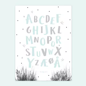 7: Alfabet Plakat | Woodland Hvid | Mint