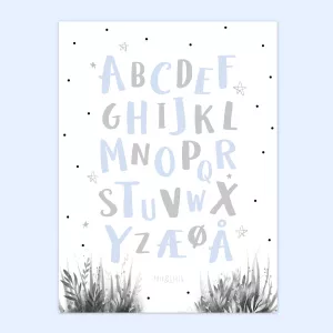 6: Alfabet Plakat | Woodland Hvid | Blå