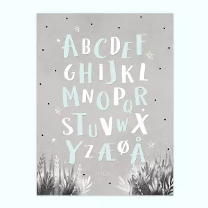 10: Alfabet Plakat | Woodland Grå | Mint