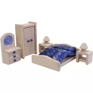 9: Dukkehusmøbler, Soveværelse, str. 3-14 cm, 10 stk./ 1 sæt