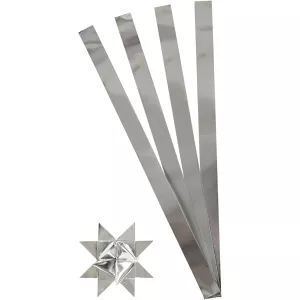 11: Stjernestrimler, L: 73 cm, diam. 11,5 cm, B: 25 mm, sølv, 100 strimler/ 1 pk.