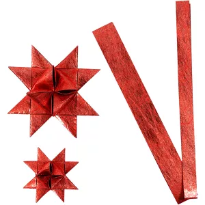 8: Stjernestrimler, L: 44+78 cm, diam. 6,5+11,5 cm, B: 15+25 mm, rød, 32 strimler/ 1 pk.