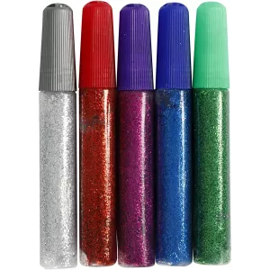 6: Glitterlim, ass. farver, 5x10 ml/ 1 pk.