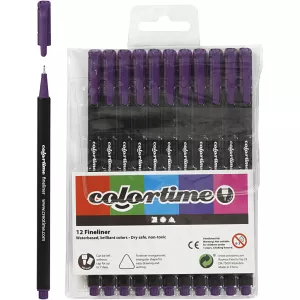15: Colortime Fineliner Tusch, streg 0,6-0,7 mm, lilla, 12 stk./ 1 pk.