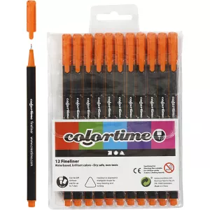 8: Colortime Fineliner Tusch, streg 0,6-0,7 mm, orange, 12 stk./ 1 pk.