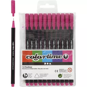 1: Colortime Fineliner Tusch, streg 0,6-0,7 mm, cyklame, 12 stk./ 1 pk.