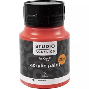8: Creall Studio akrylmaling, halvdækkende, vermillion (10), 500 ml/ 1 fl.